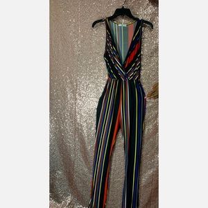 Multi Colored V-Cut Jumpsuit